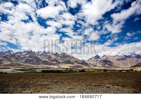 View of Zanskar Valley Padum Ladakh Jammu and Kashmir India.