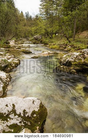 Scenic glacier carved canyon of Mostnice near Bohinj in Slovenia, Europe