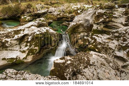 Scenic glacier carved canyon of Mostnice near Bohinj in Slovenia, Europe