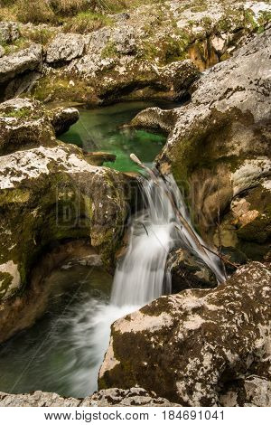 Scenic glacier carved canyon of Mostnice near Bohinj in Slovenia, Europe