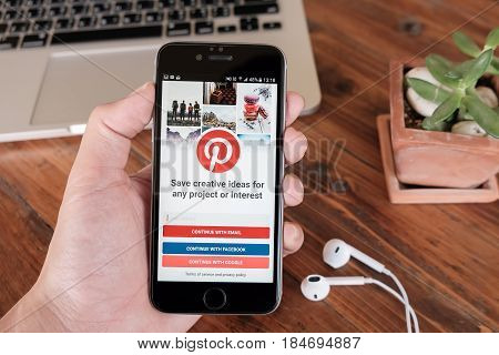 CHIANGMAITHAILAND - JAN 18 2017 :Periscope app log in screen on a Apple iPhone6s. Periscope is made by Facebook Email and Google - lets you broadcast live video to the world.