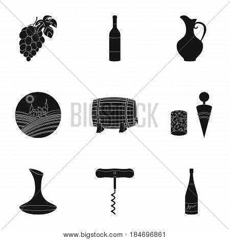 Wine products. Growing grapes, wine.Vine production icon in set collection on black style vector symbol stock web illustration.