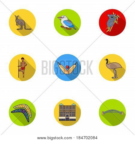National symbols of australia. Web icon on Australia theme.Australia icon in set collection on flat style vector symbol stock web illustration.