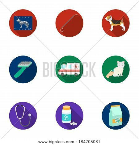 Vet clinic. Treatment of sick animals. Hospital for animals.Vet clinic icon in set collection on flat style vector symbol stock web illustration.