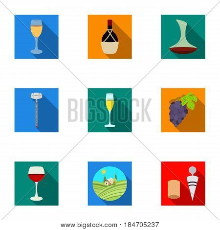 Wine products. Growing grapes, wine.Vine production icon in set collection on flat style vector symbol stock web illustration.