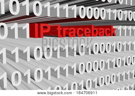 IP traceback in the form of binary code, 3D illustration