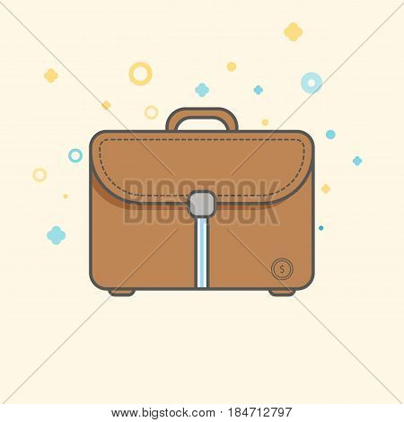 Simple Business and  Finance Vector Flat Icon. Classic messanger bag as symbol of a bussiness man. Flat style icon. 