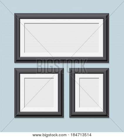 Square Black Photo Frames Set