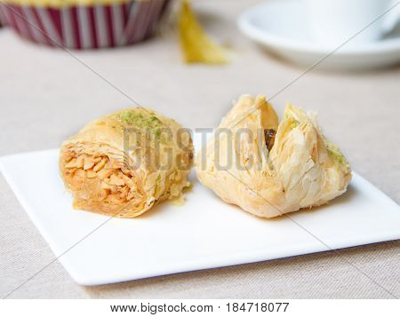 Lebanese pastry of nuts and honey.