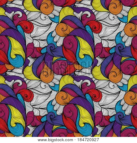 Seamless abstract hand-drawn waves pattern wavy background. Seamless pattern can be used for wallpaper pattern fills web page backgroundsurface textures. Gorgeous seamless floral background