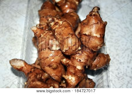 Hill from the roots of Jerusalem artichoke
