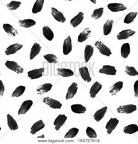 Seamless brush stroke pattern. Vector hand drawn black gray and white illustration