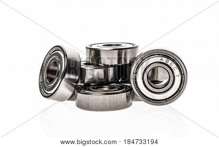 New Replacement Roller Skate Bearings Isolated On White Background.