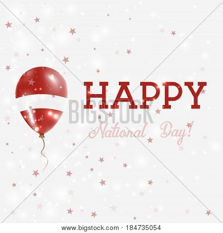 Latvia National Day Patriotic Poster. Flying Rubber Balloon In Colors Of The Latvian Flag. Latvia Na