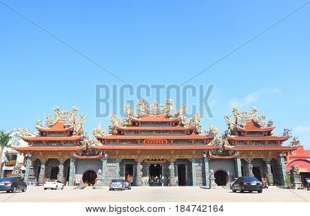 TAINAN TAIWAN - DECEMBER 12, 2016: Unidentified people visit Luermen Tianhou Matsu temple Tainan Taiwan