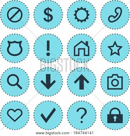 Vector Illustration Of 16 Member Icons. Editable Pack Of Mainpage, Snapshot, Emotion And Other Elements.