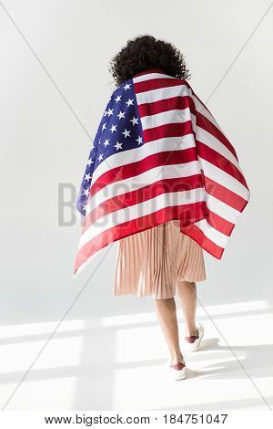 Woman Cowered With American Flag