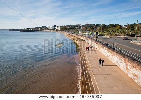 TORQUAY, DEVON, UK-NOVEMBER 6TH 2016: Beautiful sunshine and late autumn fine weather was enjoyed by visitors to Torquay, Devon on Sunday 6th November 2016