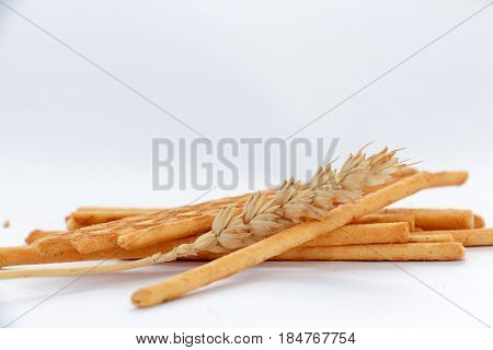 Heap Of Salty Sticks Isolated On White Background