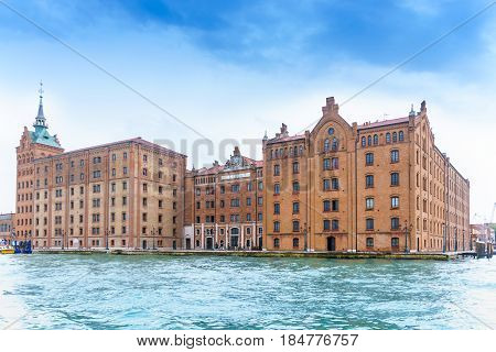 Venice Italy - April 27 2017: Beautiful Venice residential style beside Grand Canal in Venice Italy.