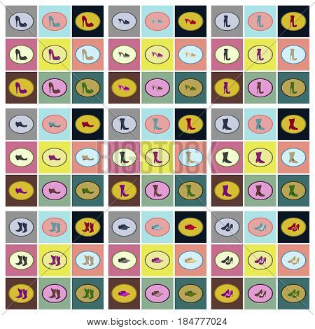 assembly of flat icons shoes fashion footwear