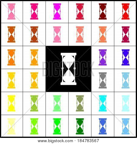 Hourglass sign illustration. Vector. Felt-pen 33 colorful icons at white and black backgrounds. Colorfull.