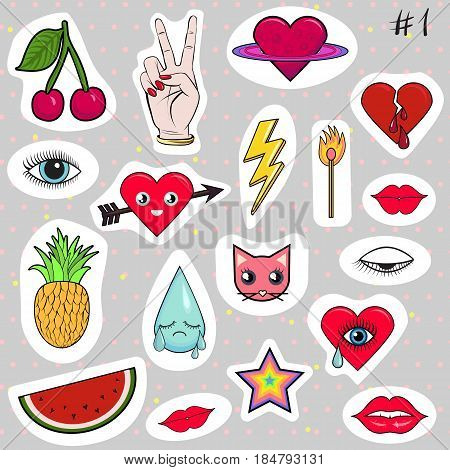 Fashion cute color badges. Patches design vector emblem for t-shirt or other uses.