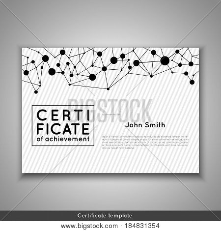 Certificate of appreciation completion achievement graduation diploma or award with connection abstract background. Stock vector.