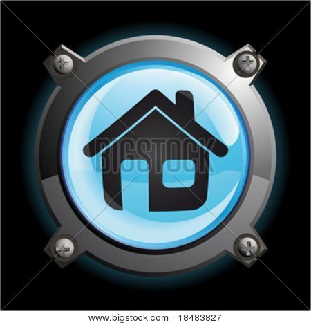 Abbildung von einem Schaltflächensymbol glänzend Blaues Haus