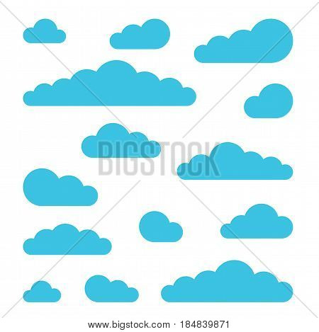 Set of clouds. Logotypes for weather forecast. Blue clouds design elements collection.