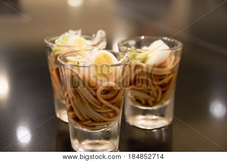 delicious of Cold Soba noodles with egg
