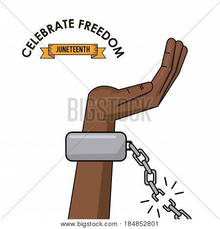 celebrate freedom juneteenth hand chain broken freedom campaign vector illustration