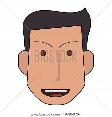 colorful silhouette front face man with hairstyle and smile vector illustration