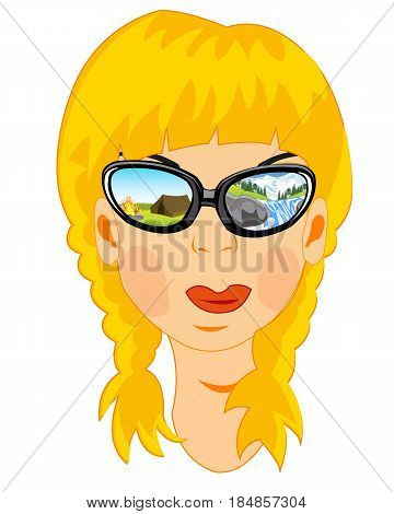 Person of the girl bespectacled reflecting nature