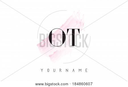Ot O T Watercolor Letter Logo Design With Circular Brush Pattern.