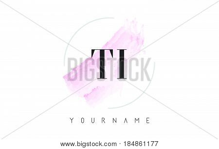 Ti T I Watercolor Letter Logo Design With Circular Brush Pattern.