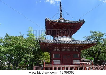 Saitama, Japan - August, 24: Kita-in Tahoto Pagoda on August 24, 2016 in Kawagoe, sitama, Japan.