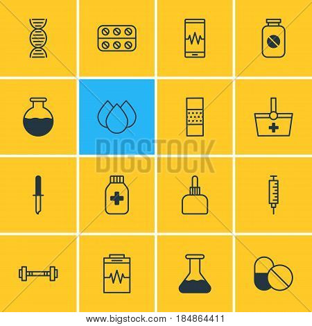 Vector Illustration Of 16 Health Icons. Editable Pack Of Pipette, Trickle, Vial And Other Elements.