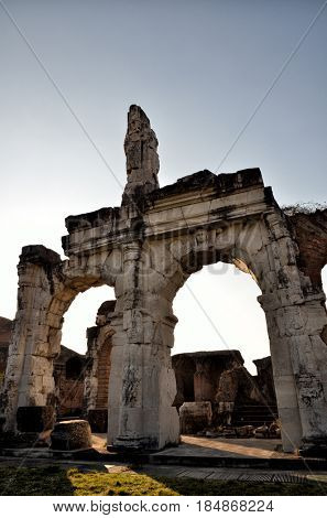 The Amphitheater of Santa Maria Capua Vetere, the second biggest roman amphitheater, tourist destination for cultural trips to Italy