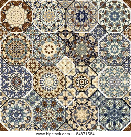 Set Of Octagonal And Square Patterns.