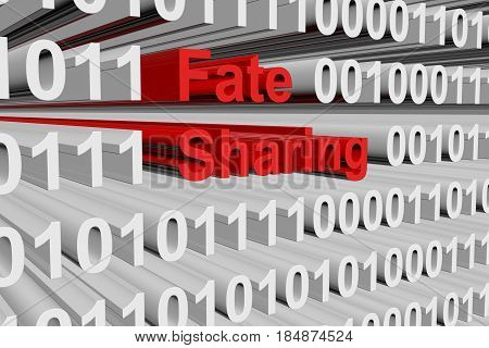 Fate sharing in a binary code 3D illustration