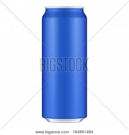 Blue Metal Aluminum Beverage Drink Can 500ml. Mockup Template Ready For Your Design. Isolated On White Background. Product Packing. Vector EPS10 Product Packing Vector EPS10
