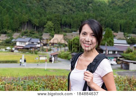 Woman travel in miyama of Kyoto city