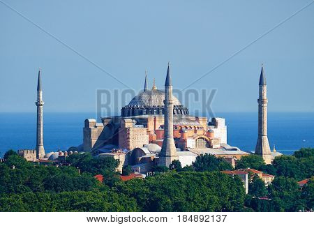 The View Of Hagia Sophia On The Background Of The Marmara Sea, Istanbul