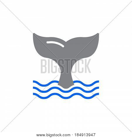 Whale tail icon vector filled flat sign solid colorful pictogram isolated on white. Symbol logo illustration