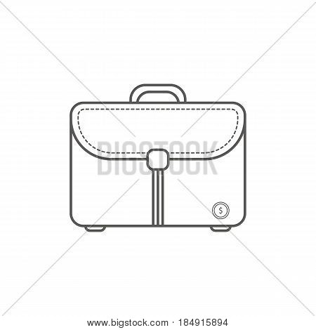 Simple Business and  Finance Vector Flat Icon. Classic messanger bag as symbol of a bussiness man. Line art style icon. 