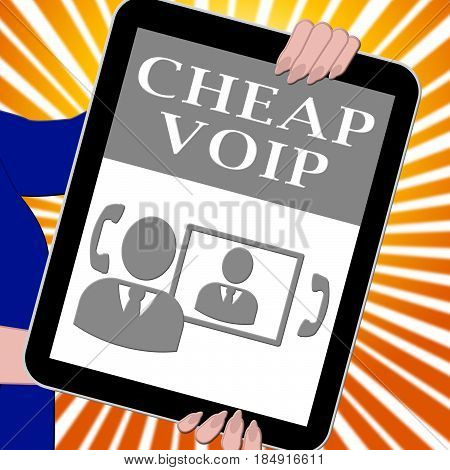 Cheap Voip Tablet Shows Internet Voice 3D Illustration