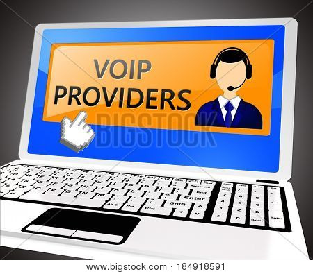 Voip Providers Showing Internet Voice 3D Illustration