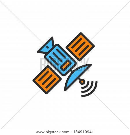 Satellite line icon filled outline vector sign linear colorful pictogram isolated on white. Symbol logo illustration