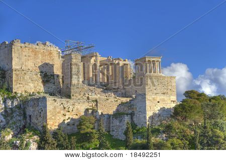 Akropolis i Athen, Grækenland som set fra Aeropagus (hill af Ares)